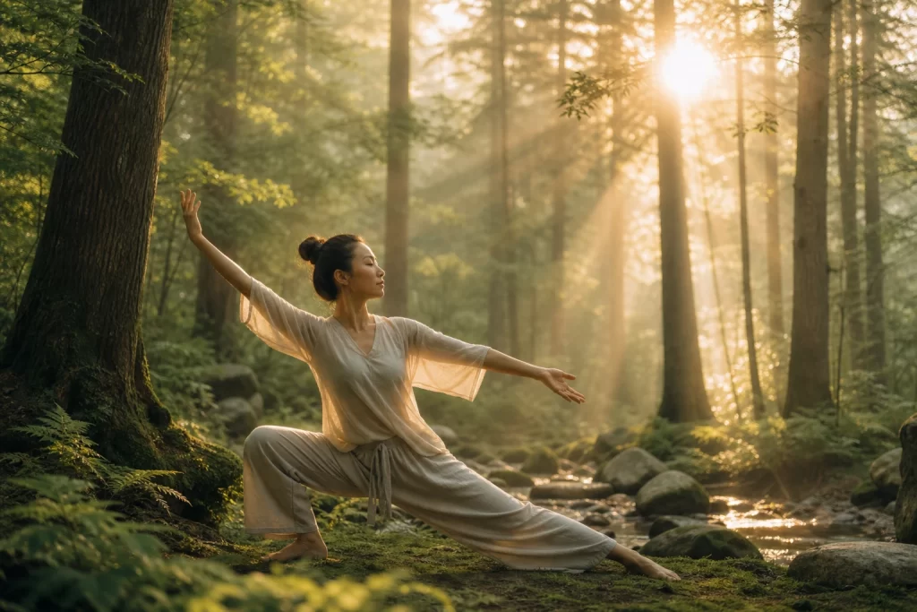 woman in yin yoga or tai chi