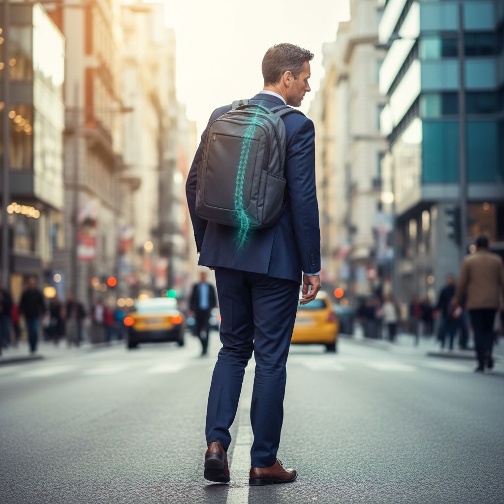 Man carrying an ergonomic backpack