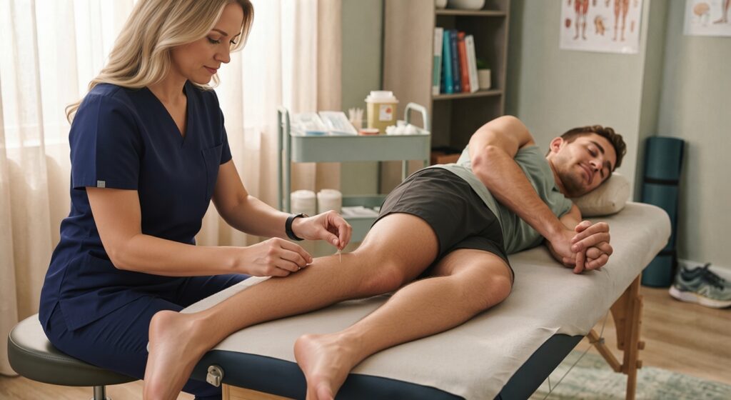 therapist leg acupuncture