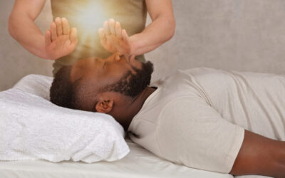 Man having energy healing treatment , alternative medicine, holistic care concept.