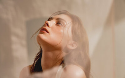 Natural beauty portrait of a young western woman shot in warm tones