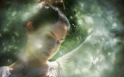 Esoteric Woman with a White Knitted Mandala