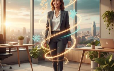 business woman office good energy