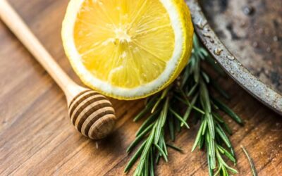 Closeup of lemon and rosemary