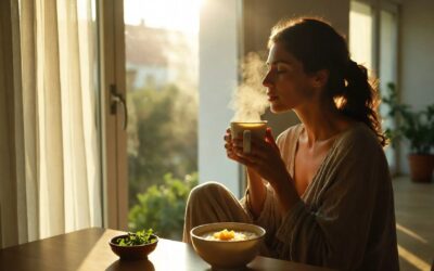 woman drinking a warm cup of tea